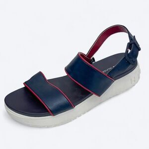 Tommy Hilfiger NEW Platform Sandals Size 8 Navy Blue Red‎ Comfort Nautical